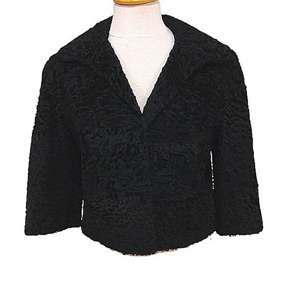 Genuine Persian Lamb Cropped 3/4 Sleeve Jacket- Sz. Med